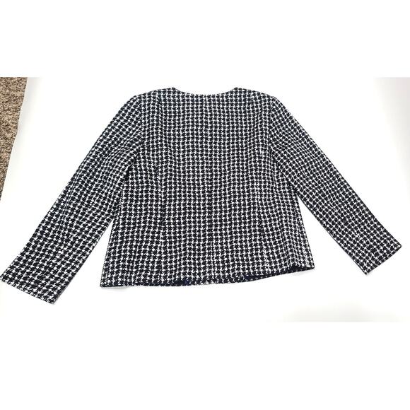 Talbots textured Houndstooth  Blazer Jacket Black white women's 12P - Picture 6 of 6